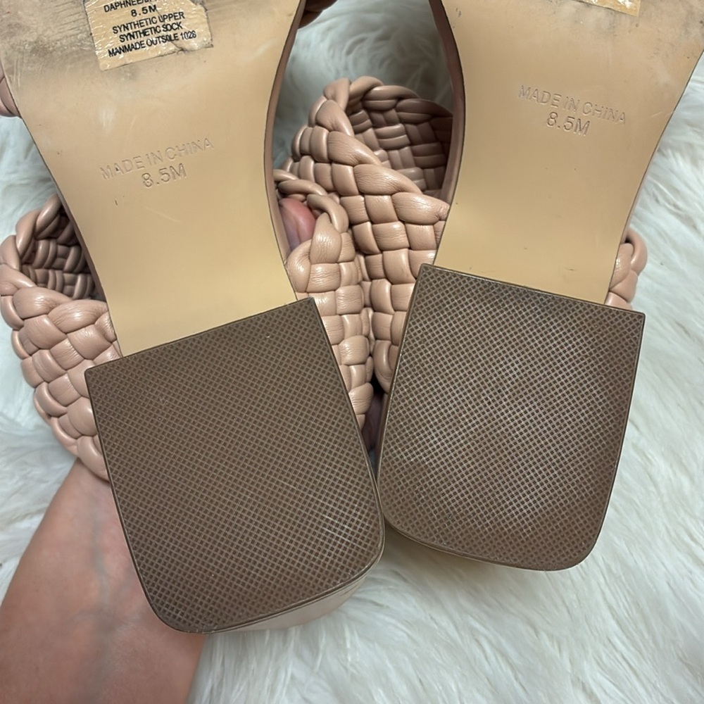 Steve Madden Daphnee Braided Light Tan / Nude Block Heel Sandals - Picture 15 of 16